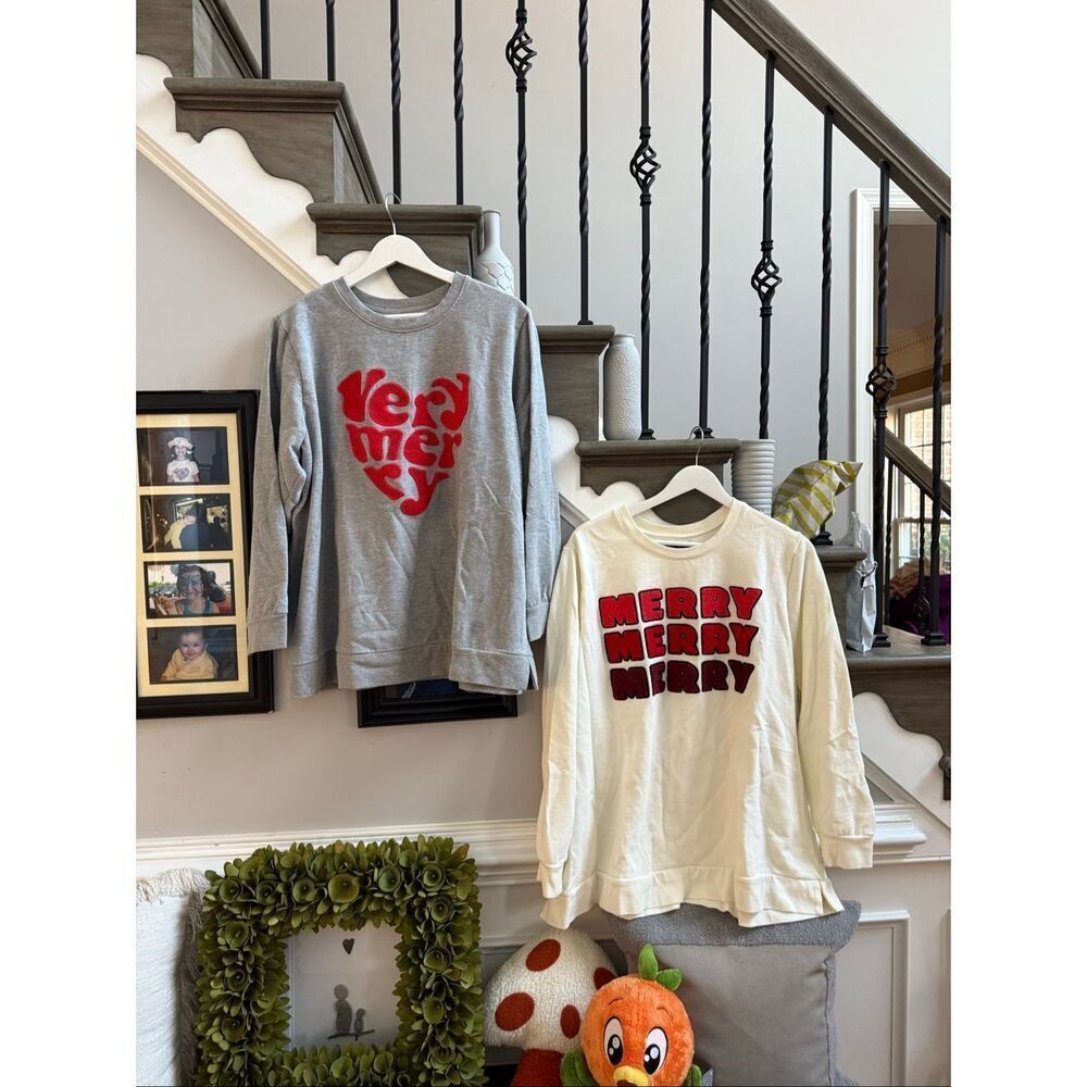 Lane Bryant Lot of 2 Puffy Applique Christmas Sweatshirts sz 18/20 EUC